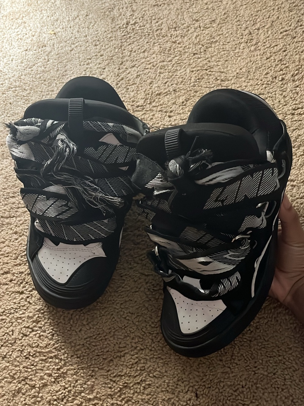Lanvin Black and White High-Top Kids Sneakers